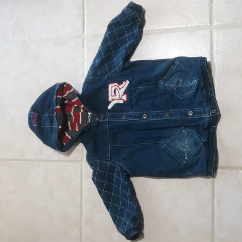 Rocawear Embroidered Long Sleeve Hoodie SnapUp Denim Childs Jacket Sz 24mo #112
